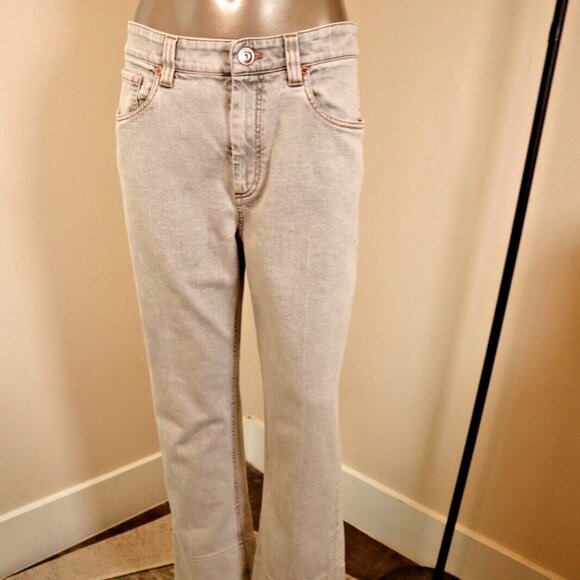 Brunello Cucinelli Monili Tab Jeans Gray Denim Barrel Cuff Kick Flare Size 6 42 - Picture 9 of 11